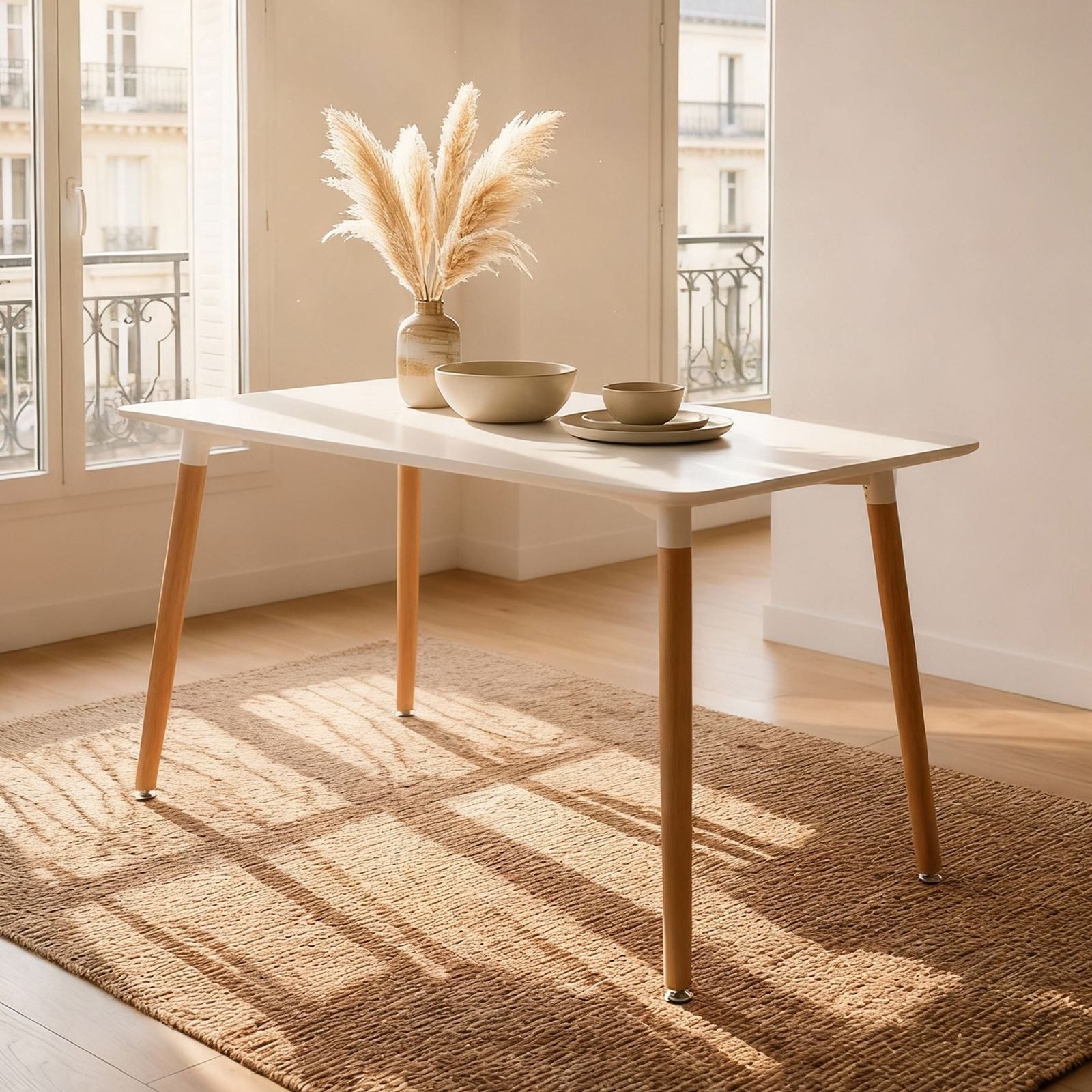 IDIMEX Esstisch SHANNON, Esszimmertisch 120x70 cm mit MDF-Platte und Buchenholzbeinen Weiß