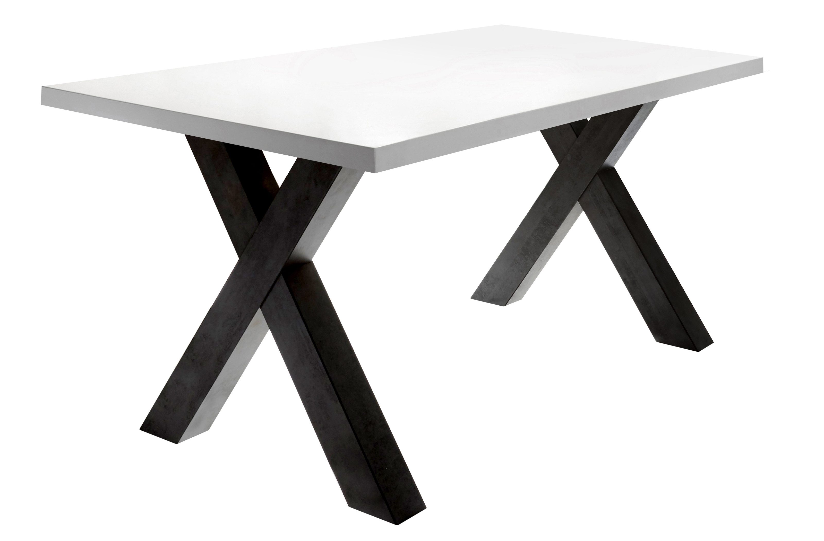 freiraum Esstisch Big System, in schwarzstahl / weiß matt lack - 140x75x90cm (BxHxT)
