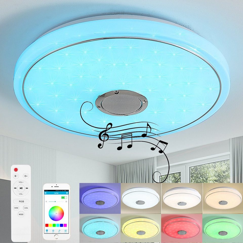 RGB LED Deckenlampe mit Bluetooth Musik Lautsprecher Fernbedienung Dimmbar Lampe