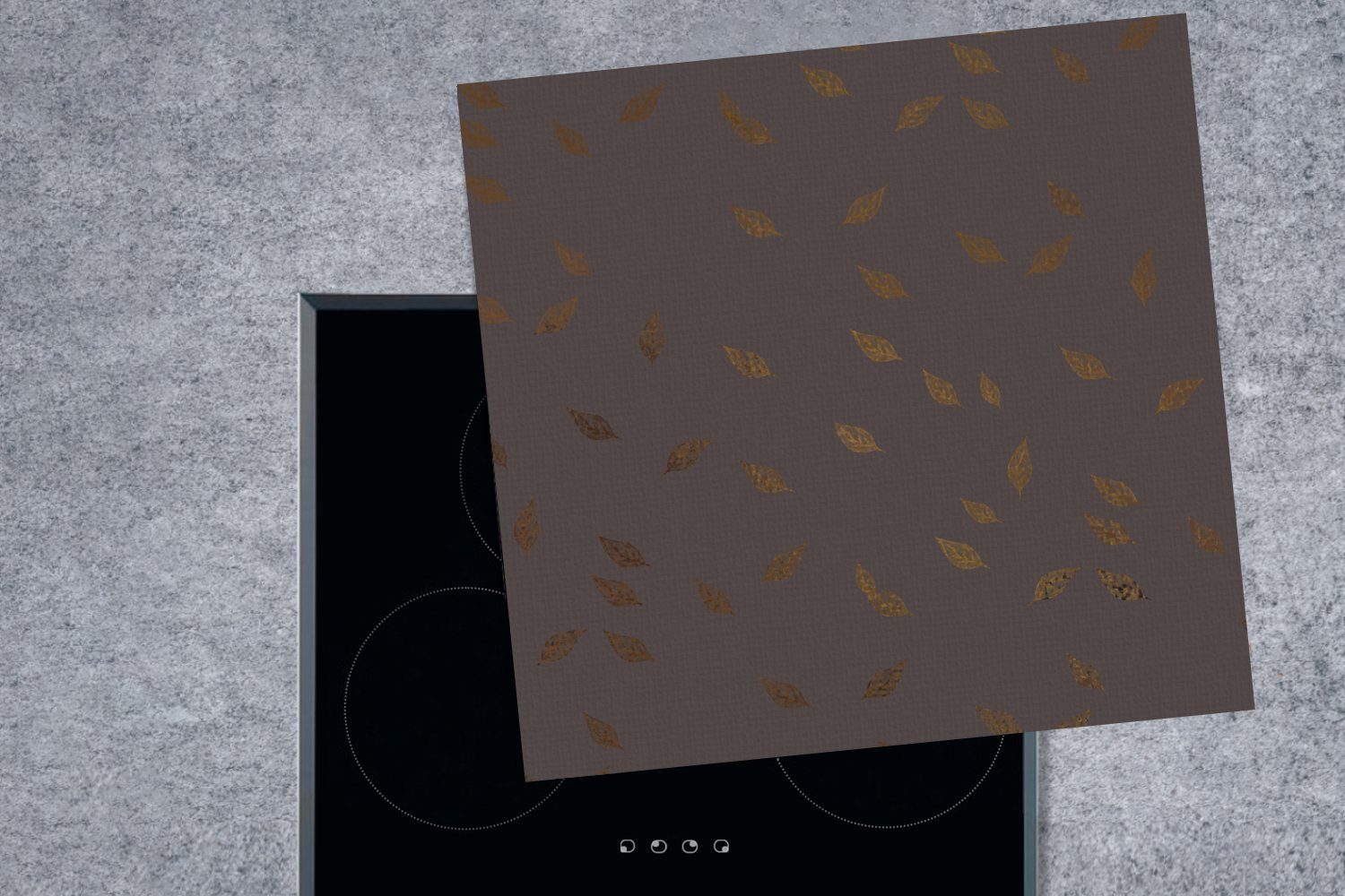 MuchoWow Herdblende-/Abdeckplatte - Arbeitsplatte Ceranfeldabdeckung, cm, - Muster für Braun, 78x78 Vinyl, Blatt küche tlg), (1
