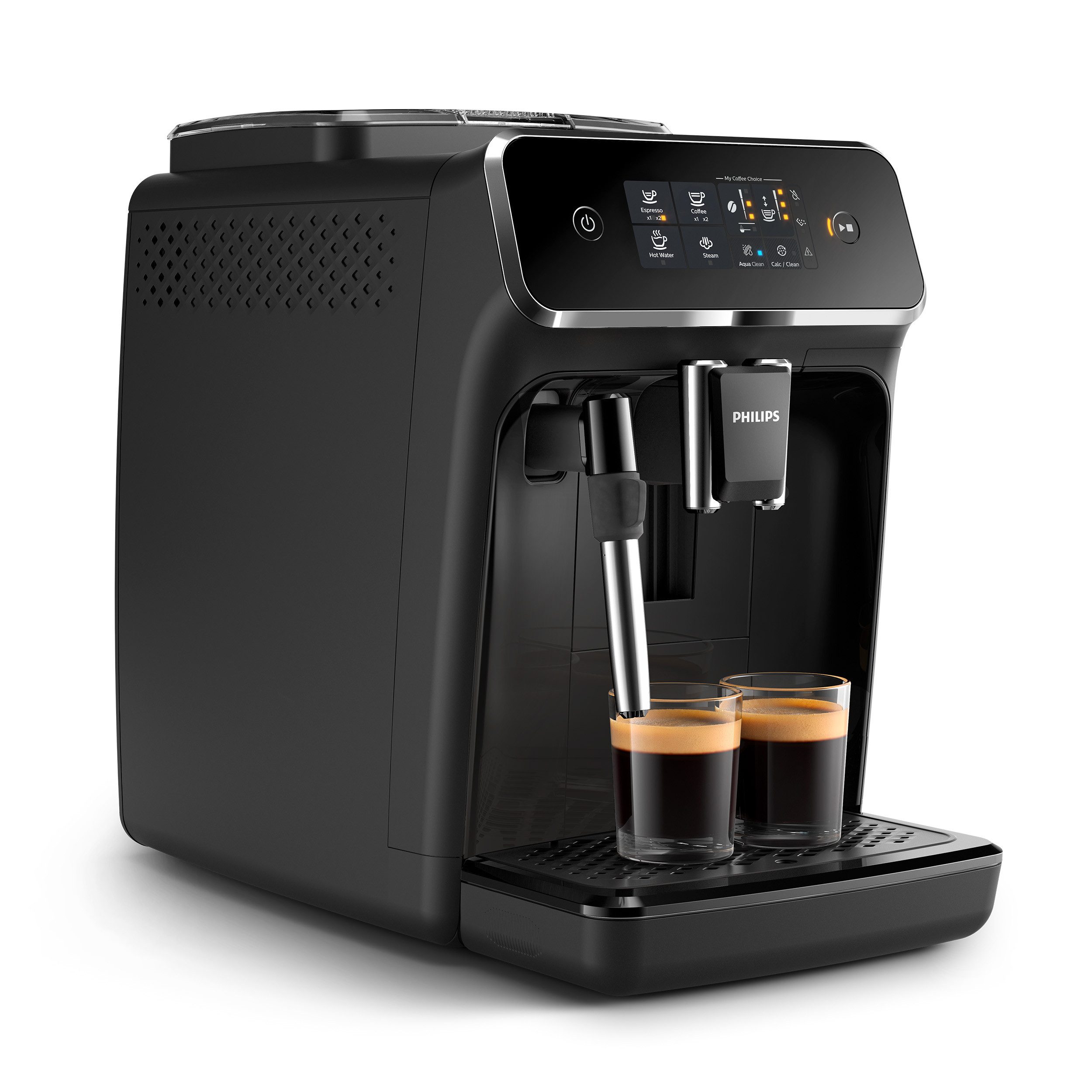 Philips Kaffeevollautomat EP2225/10 2200 Series, mit 2 leckeren Kaffeespezialitäten, klassischem Milchaufschäumer und SensorTouch Oberfläche; Schwarz
