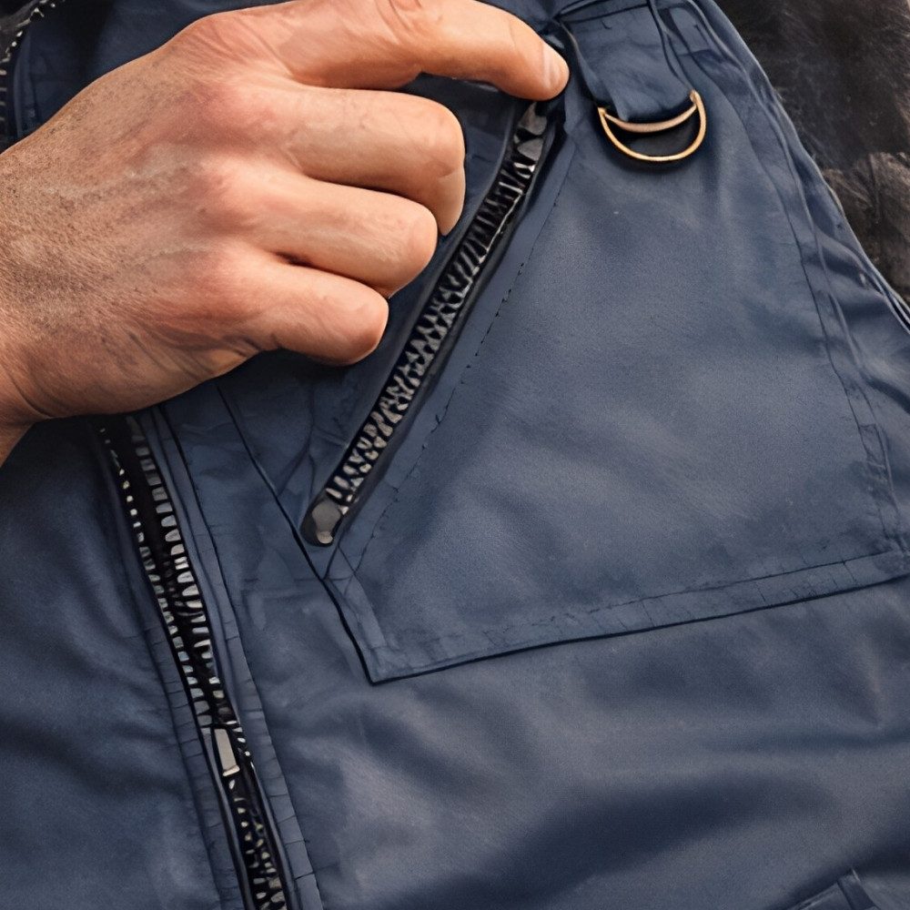 Kaiser24 Arbeitsweste Herren Pilotweste gefüttert warm Outdoor Arbeitsweste Fellkragen Blau – Bild 3 von 5
