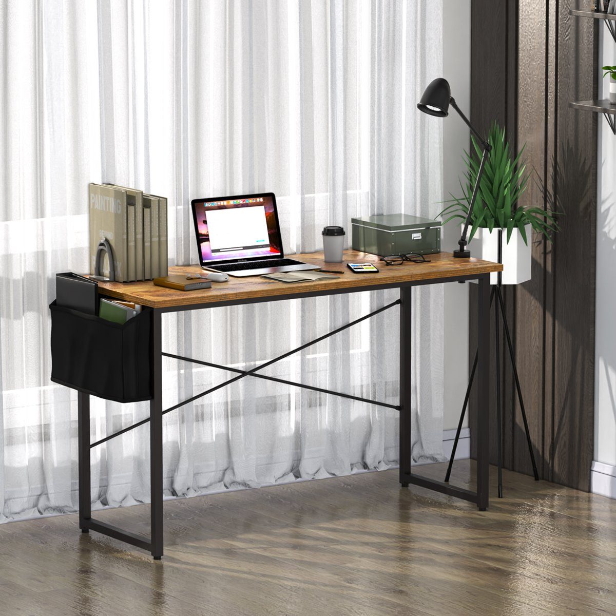 COSTWAY Computertisch, mit Aufbewahrungsbeutel, Holz, 51 119 x x 76 cm Braun