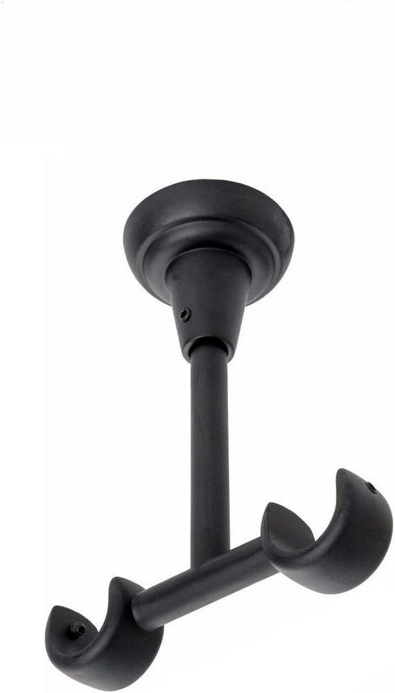 MDEKOR Gardinenstangenhalter für Gardinenstange 19 mm, Decketräger 2-läufig Schwarz Matt R Deckenhalter