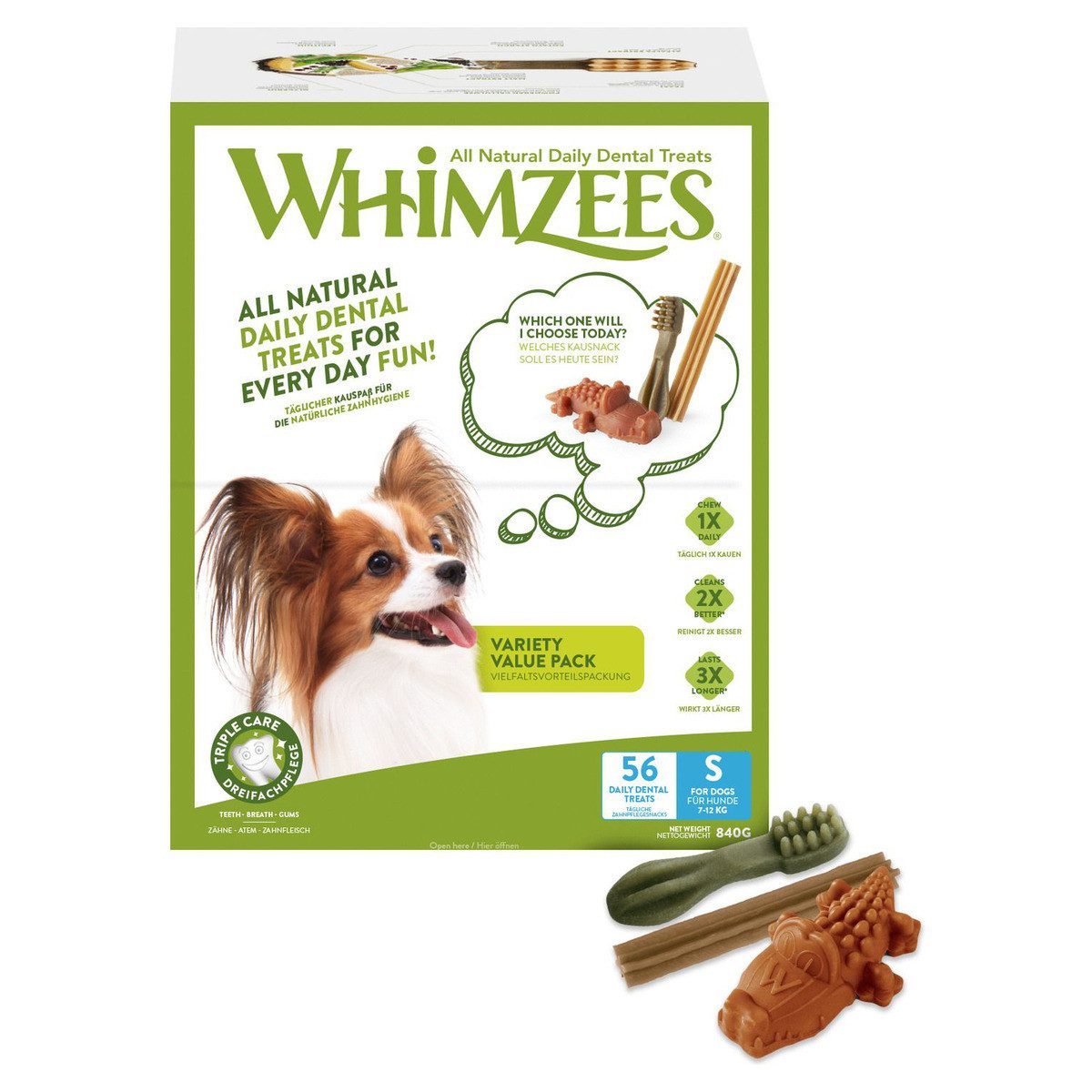 Whimzees Variety Value Box S - 56er Pack, Snack für: Hund