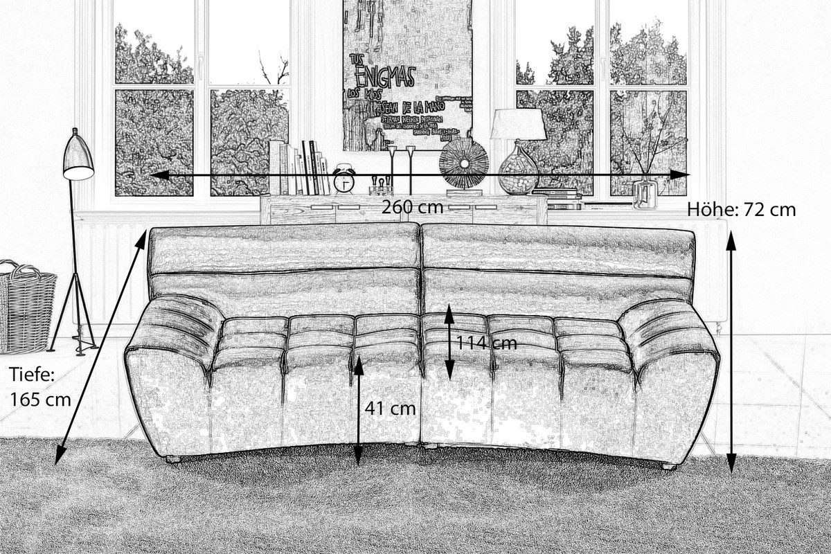 KAWOLA Sofa NERLA, Big Sofa Velvet verschiedene Farben 260x165 cm