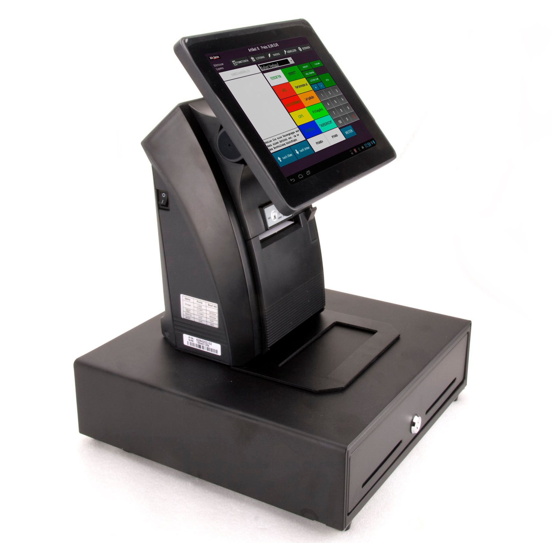 BlitzKasse Kassensystem 10" All-in-ONE Kassensystem für GASTRONOMIE mit Kassenlade