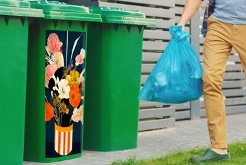 MuchoWow Wandsticker Blumen - Vase - Malerei - Pflanzen (1 St), Mülleimer-aufkleber, Mülltonne, Sticker, Container, Abfalbehälter