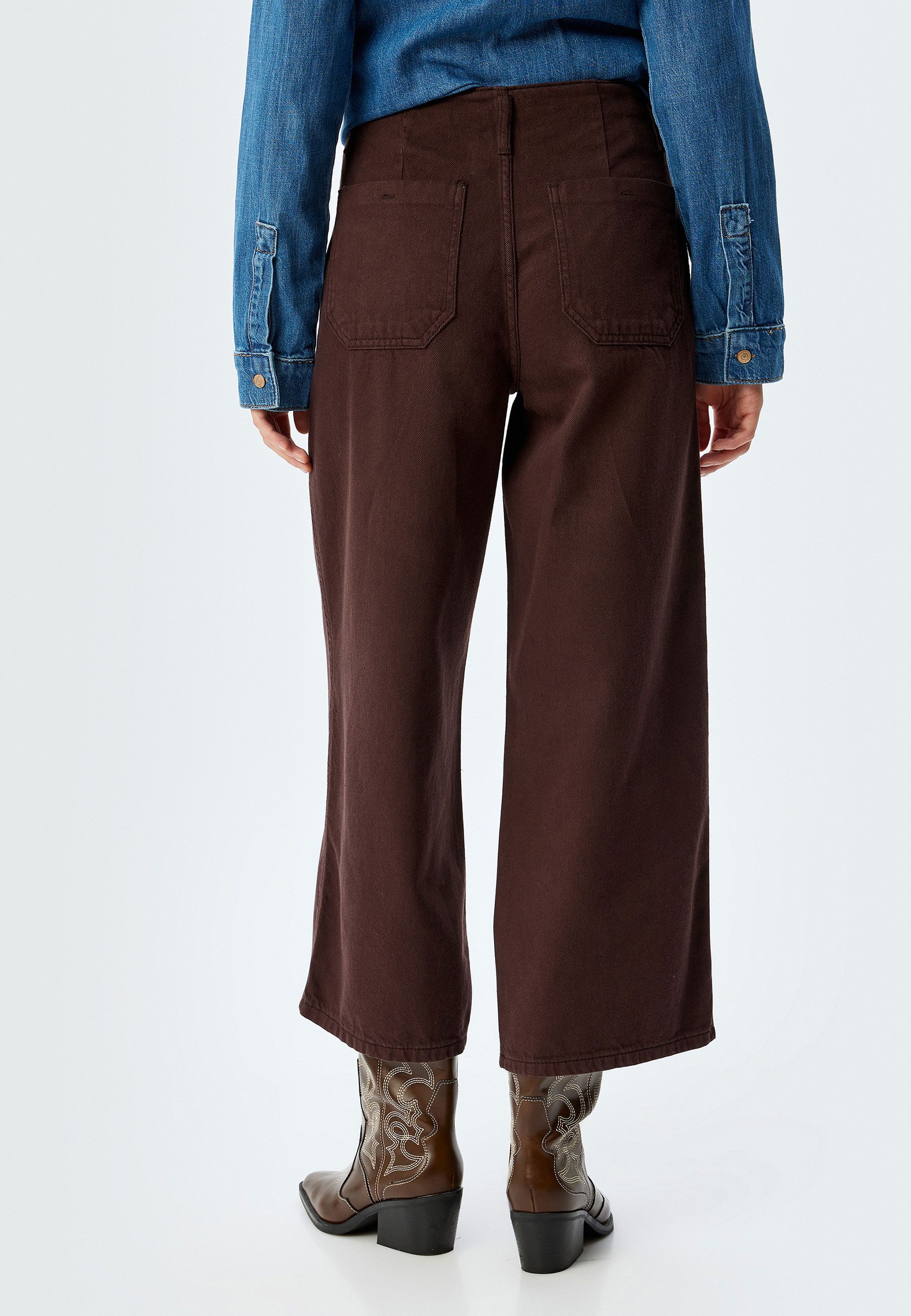 Koton Palazzohose Hohe Leibhöhe Crop Wide Leg Palazzohose