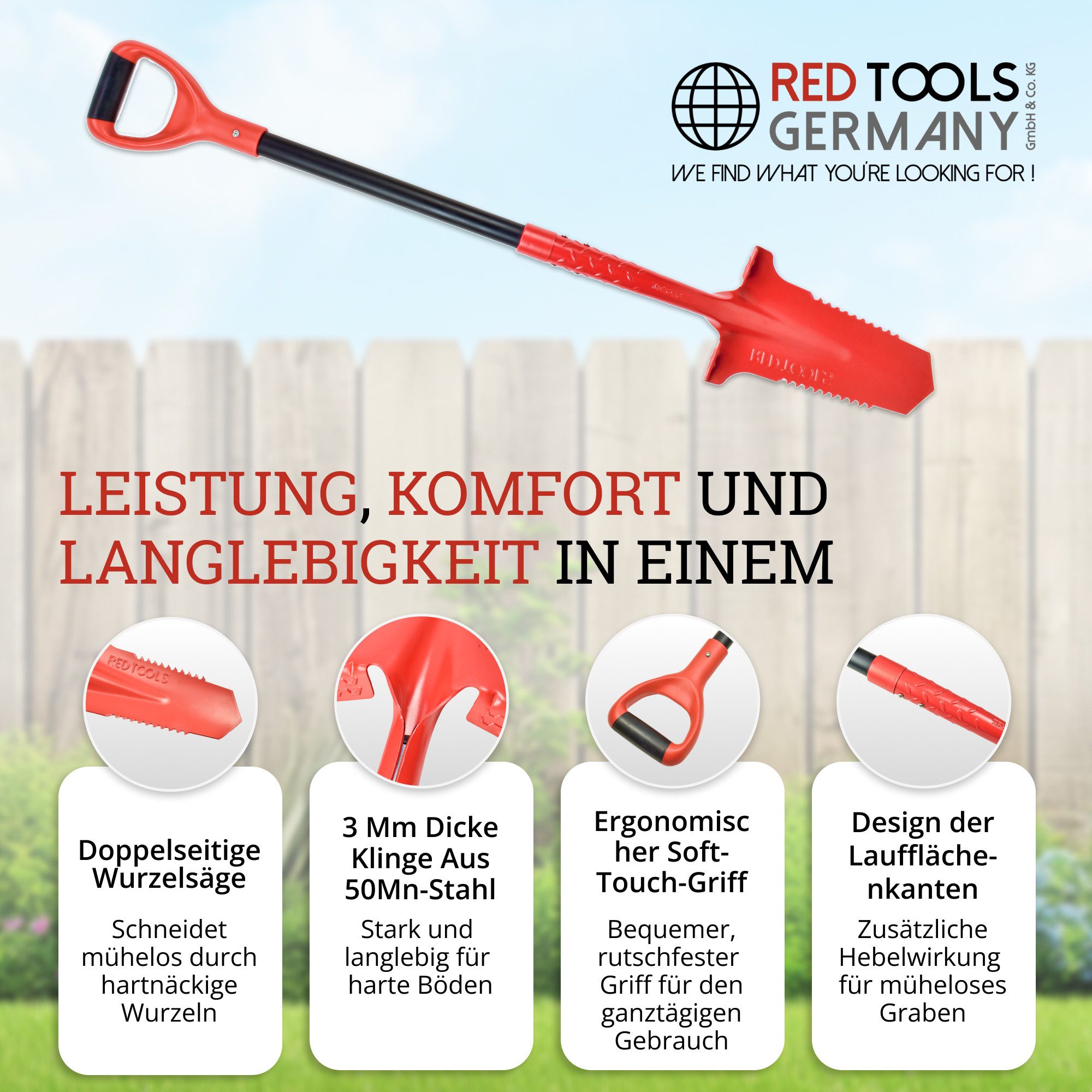 Red Tools Spaten Power Head 115cm günstig online kaufen