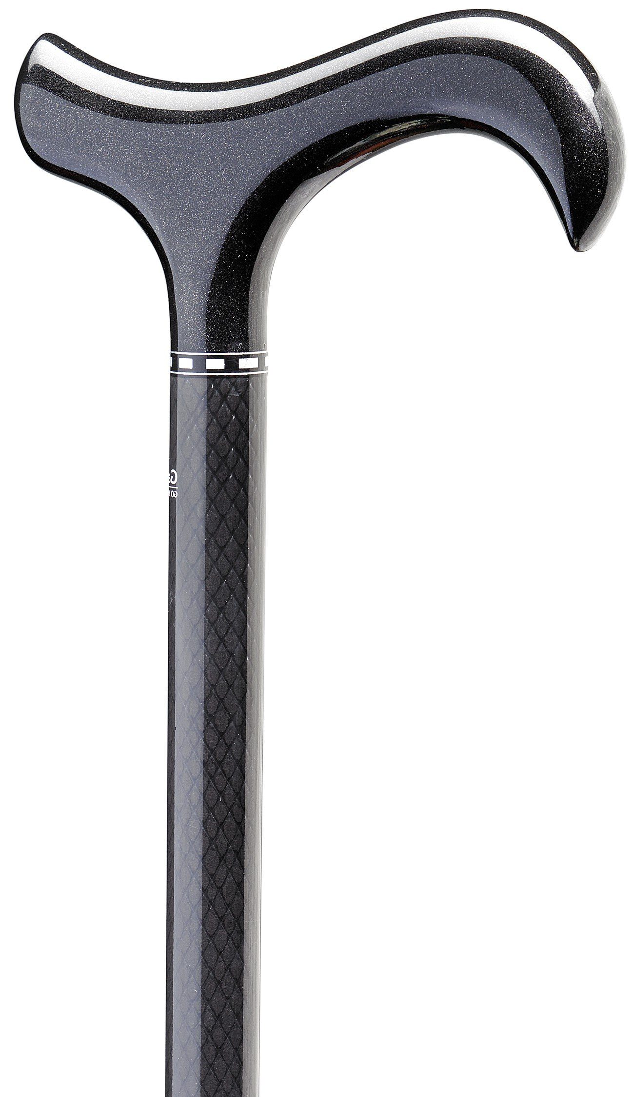 Stockshop Gehstock Carbon-Gehstock KARO BLACK, Derbygriff aus Carbon schwarz, Carbonstoc