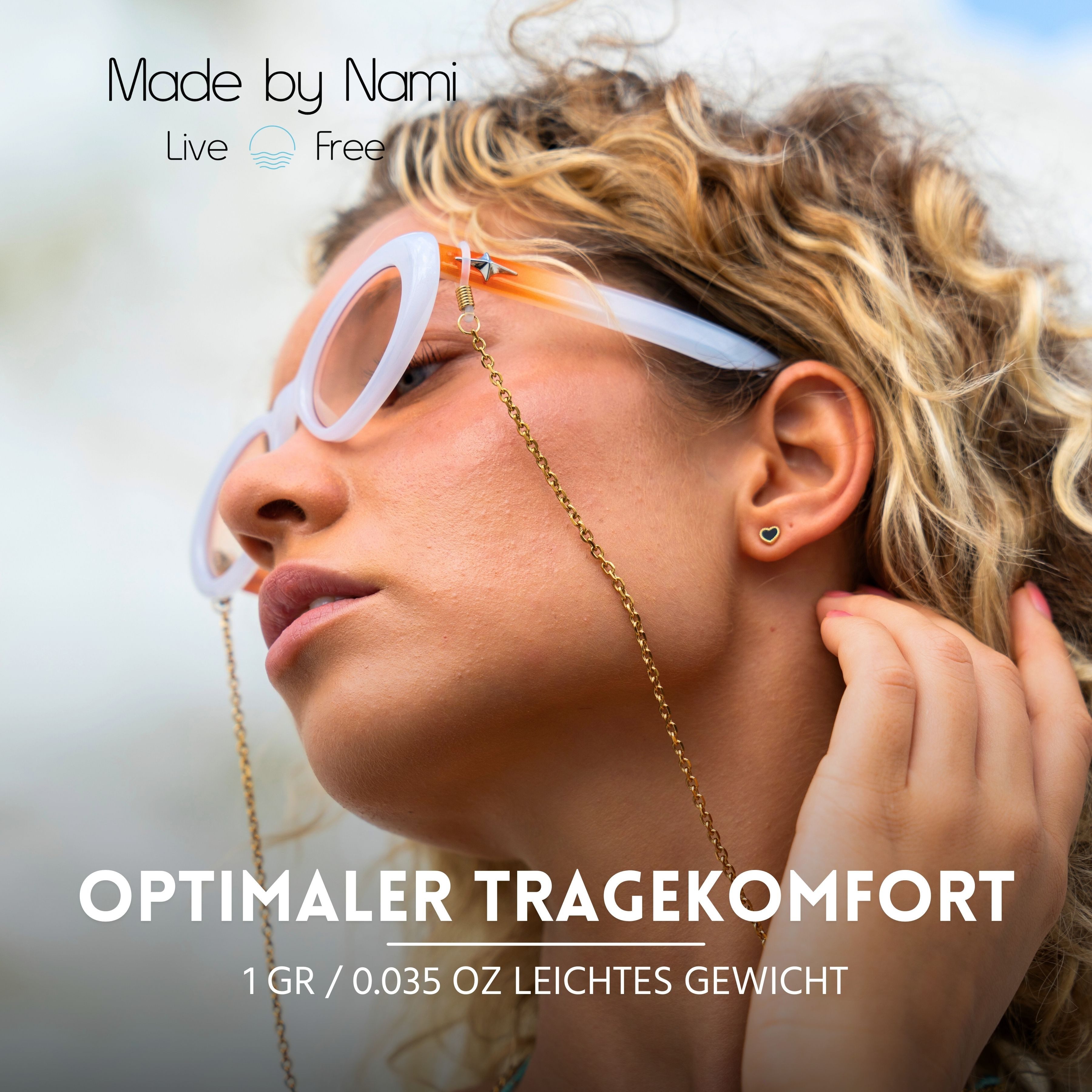 Made by Nami Ohrstecker-Set in Gold Herz Ohrringe Damen aus 925 Sterling Silber, Geschenke für Frauen Wasserfester Schmuck Hypoallergen