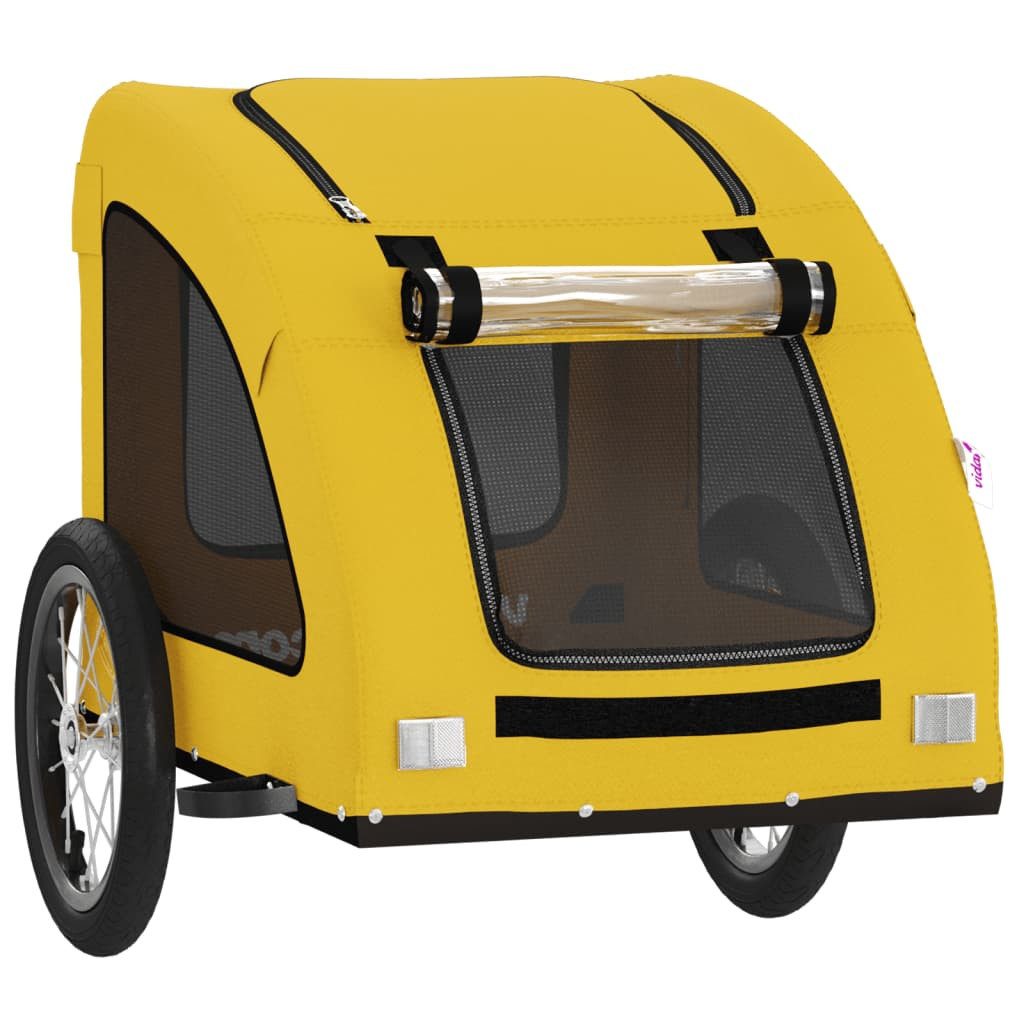 vidaXL bicycle dog trailer, 45 kg capacity, bicycle trailer transport boxes, yellow, Oxford fabric and iron