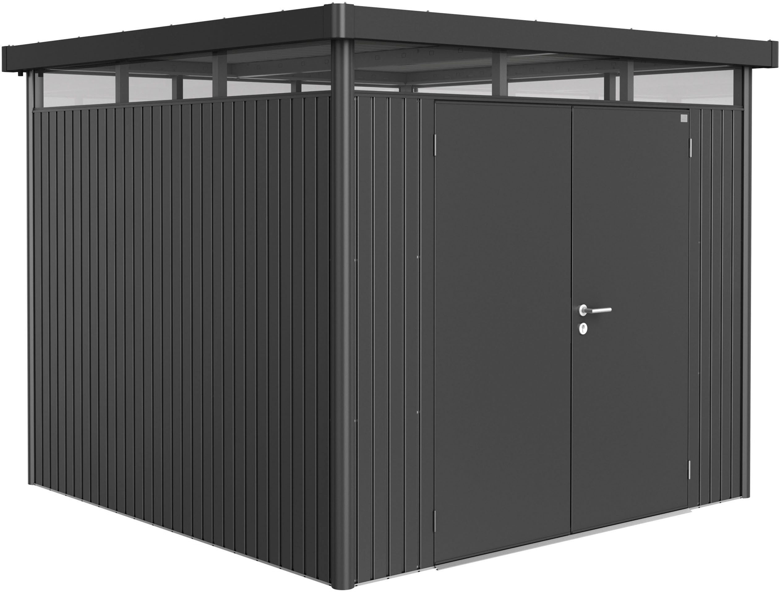 Biohort Gerätehaus HIGHLINE Gr. H4, verschiedene Farben, BxT: 275x275 cm, stylisches Metall-Gartenhaus mit Flachdach