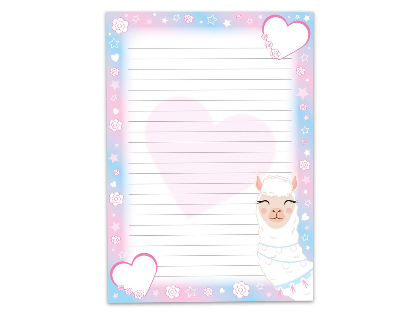 Thumbnail - LIMONIA Briefpapier Set Kinder Briefblock A5 mit Umschlägen Notizblock Papier Lama Alpaka, Kinder-Briefpapier A5 mit 15 ...