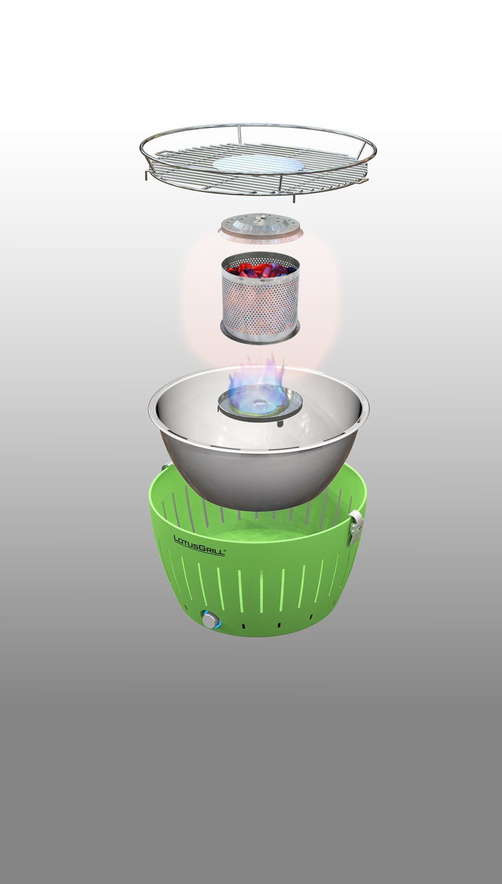 LotusGrill Holzkohlegrill Small Limettengrün mit USB-Anschluss