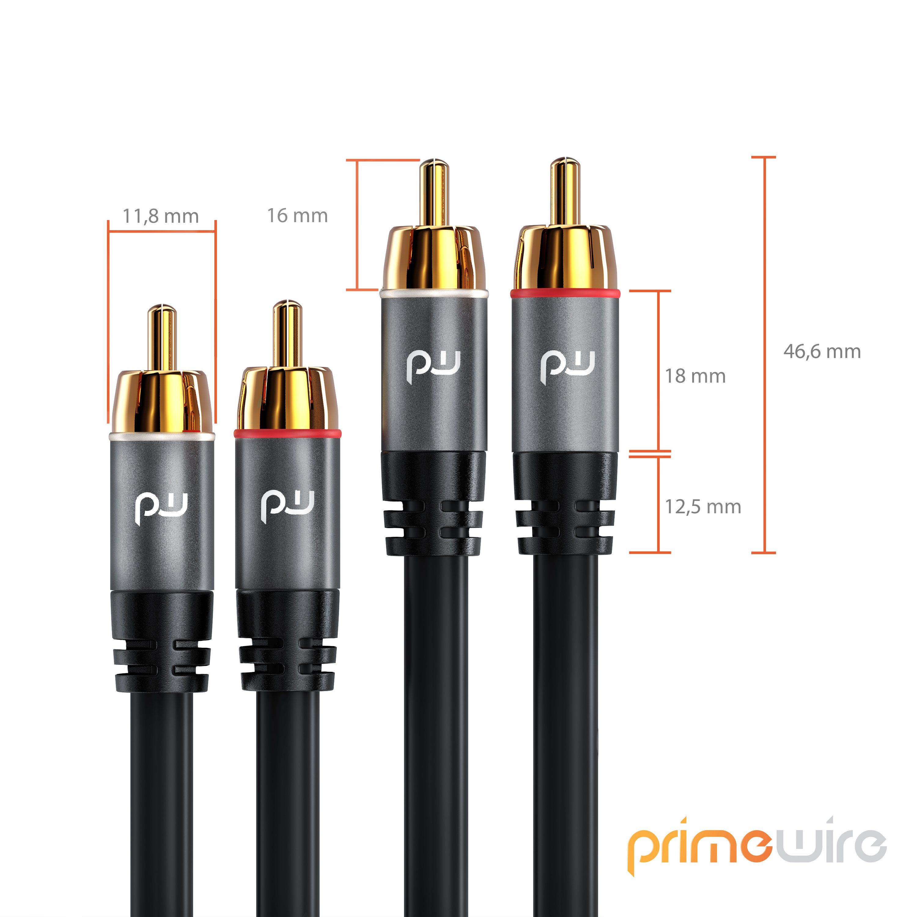 Primewire Audio-Kabel, Cinch, RCA (50 cm), Subwoofer-Cinch Audio-Kabel mehrfach geschirmt - 0,5m