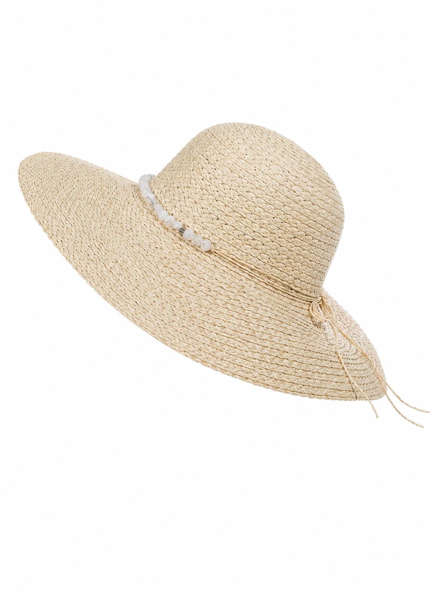 Brise Textil Sonnenhut Damenhut mit breiter Krempe und dekorativem Hutband Leicht, sommerlich, breite Krempe, Perlenband, Einheitsgröße