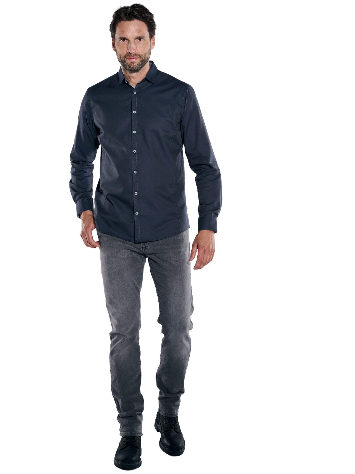 Engbers Langarmhemd engbers Herren Langarm-Hemd "My Favorite", Marineblau