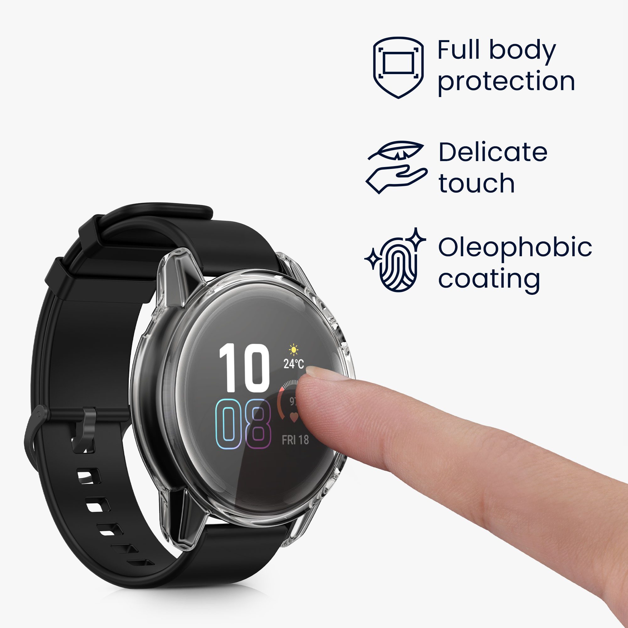 kwmobile Smartwatch-Hülle 2x Silikon Hülle für HONOR Magic Watch 2 46mm, Schutzhülle Fullbody Display Cover Set aus Silikon