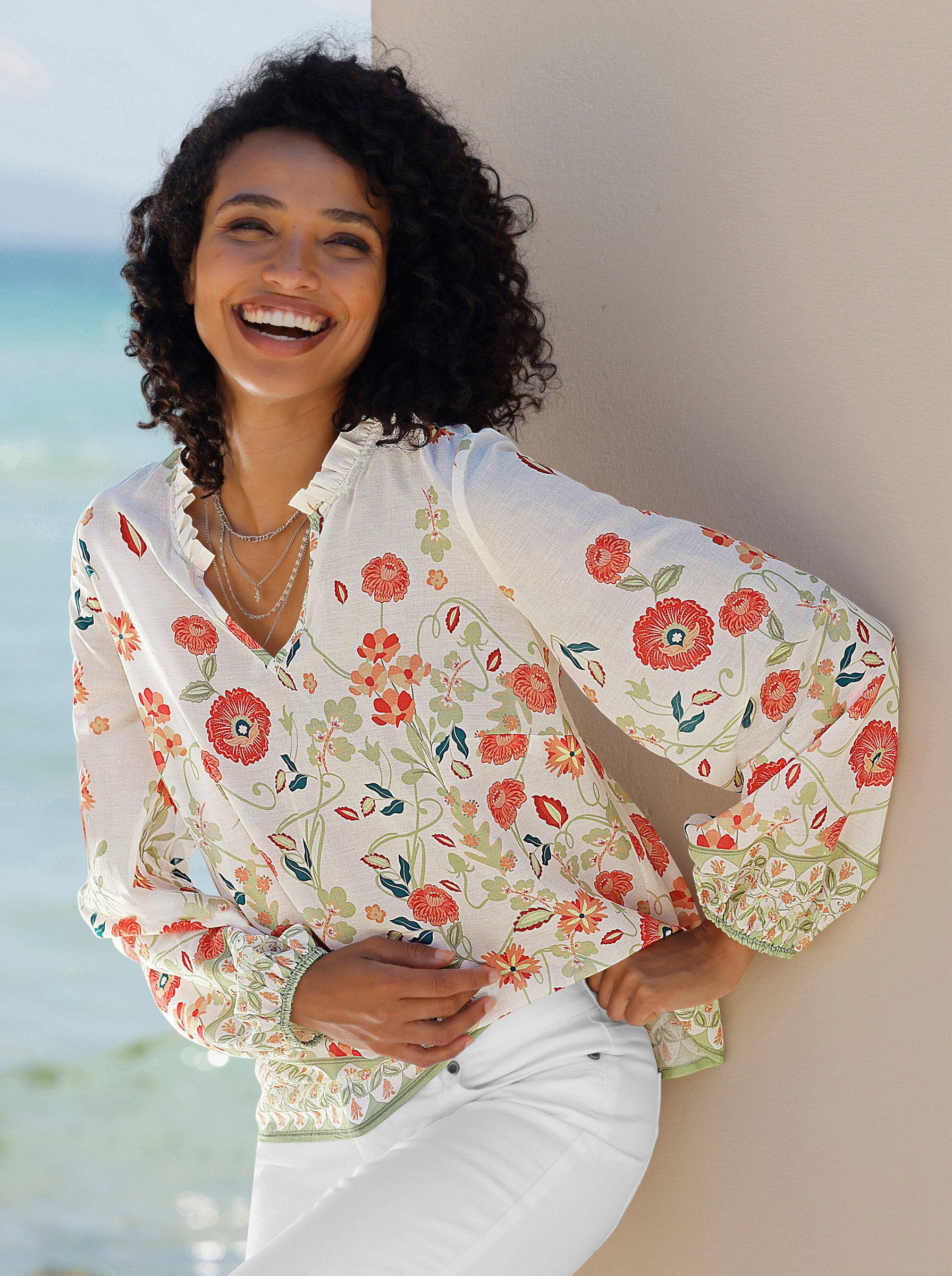 heine Klassische Bluse Druckbluse Langarm