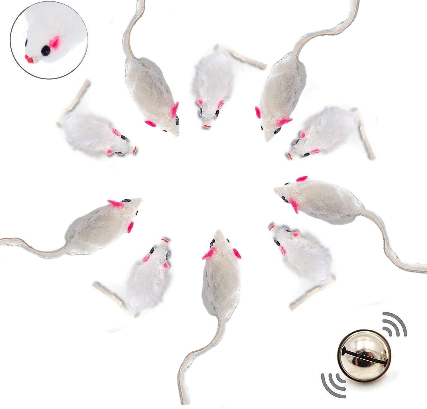 ELANOX Plüschmäuse ELANOX 10 St. Spielmäuse mit Glocke Katzenspielzeug Spie günstig online kaufen