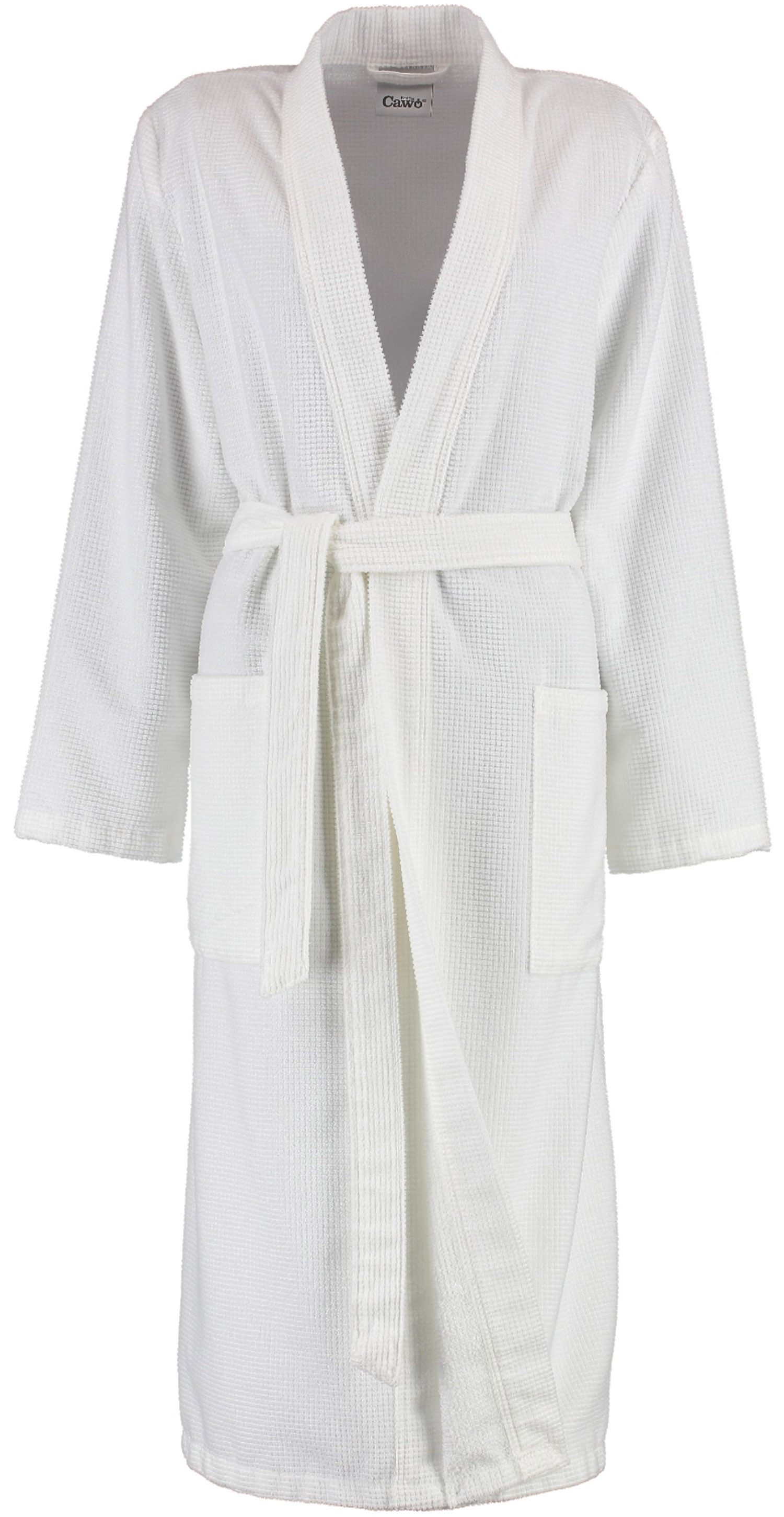 Cawö Damenbademantel 928, Langform, Baumwolle, Kimono Kragen, Gürtel, Kimonokragen