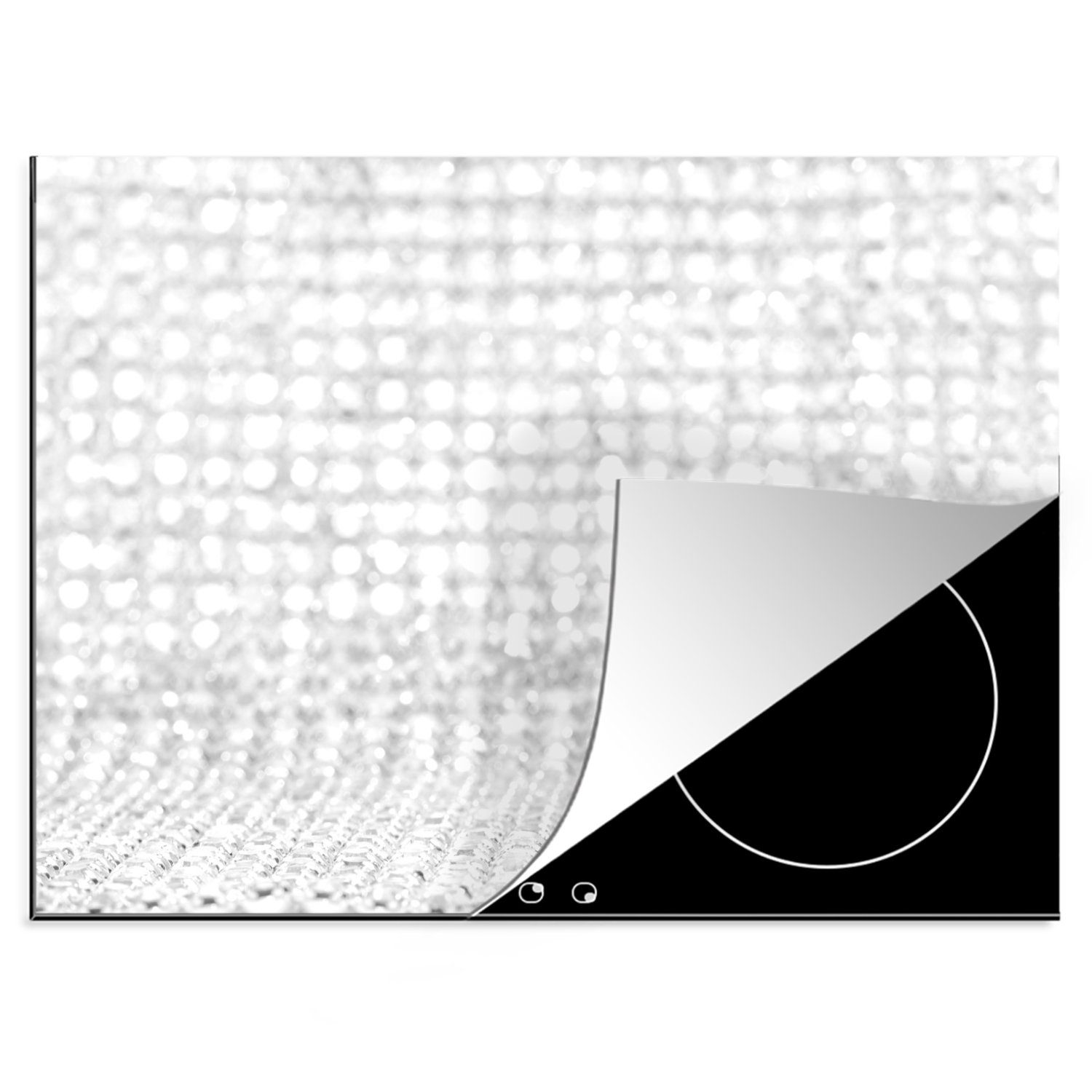 MuchoWow Herdblende-/Abdeckplatte Die weißen Diamanten als Hintergrund - schwarz und weiß, Vinyl, (1 tlg), 70x52 cm, Mobile Arbeitsfläche nutzbar, Ceranfeldabdeckung