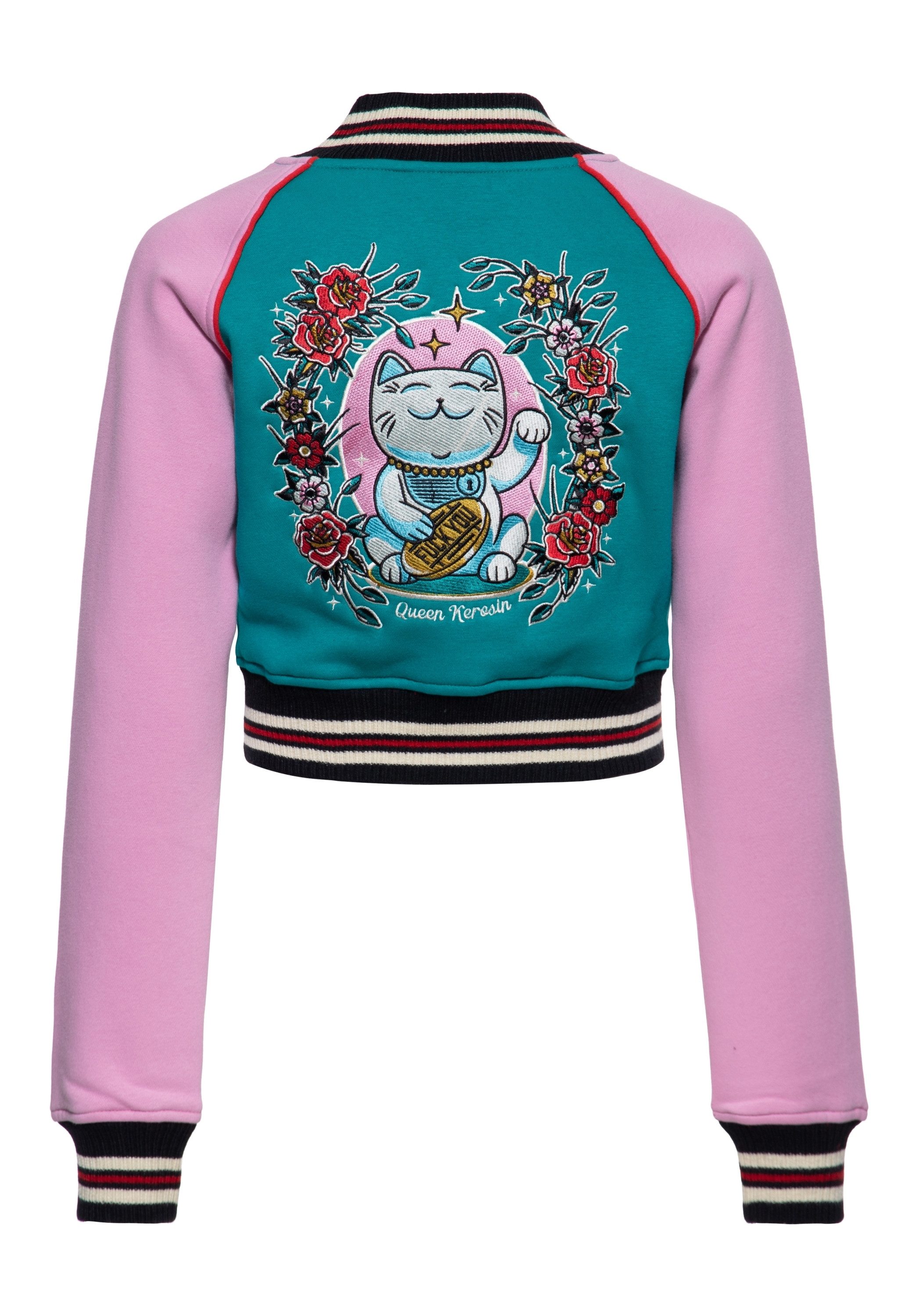 QueenKerosin Collegejacke Lucky Cat (1-St) Cropped Fit