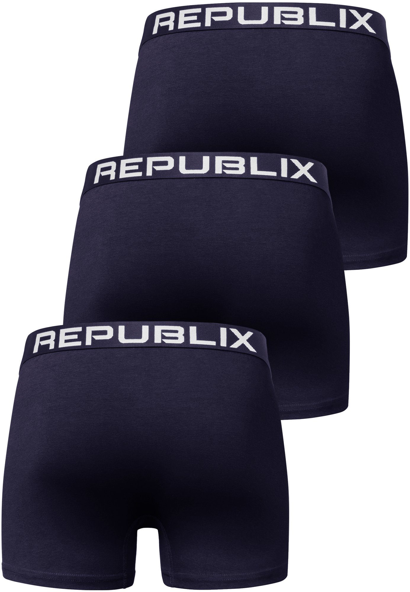 DON (3er-Pack) Boxershorts Herren Unterwäsche Männer Baumwolle Unterhose Navyblau/Navyblau REPUBLIX
