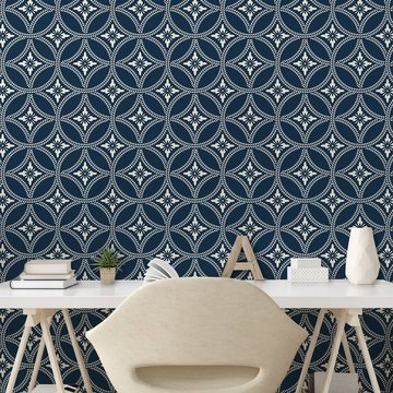 Abakuhaus Vinyltapete selbstklebendes Wohnzimmer Küchenakzent, Geometrisch Japanischer Lotus Kreis