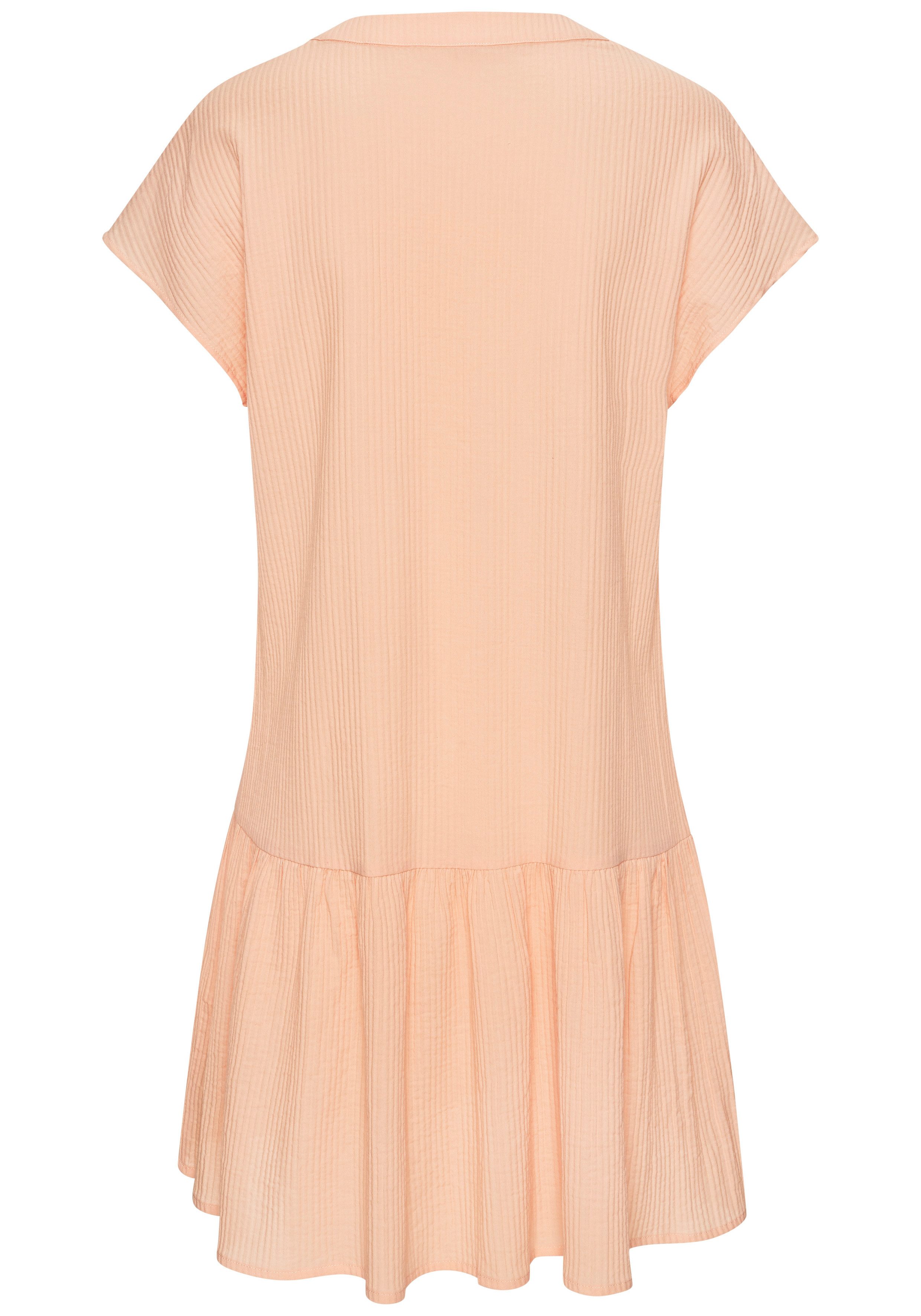 Vivance by Lascana Blusenkleid aus strukturierter Ware mit Volant lockeres Tunikakleid, Sommerkleid, Strandkleid, Basic