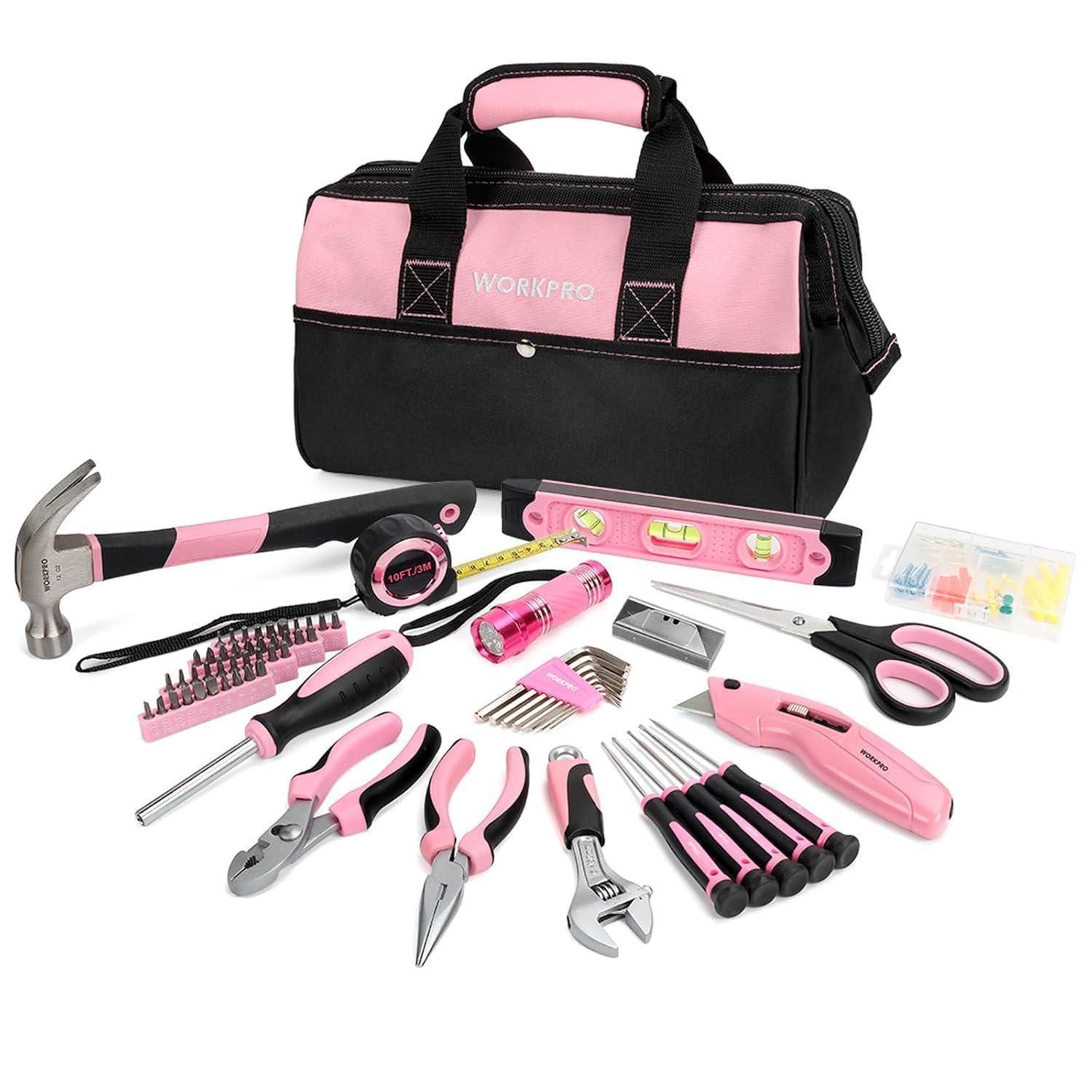 LuxusKollektion Multitool 106-teiliges Pink Werkzeugset in Rosa Werkzeugkoffer mit Tasche