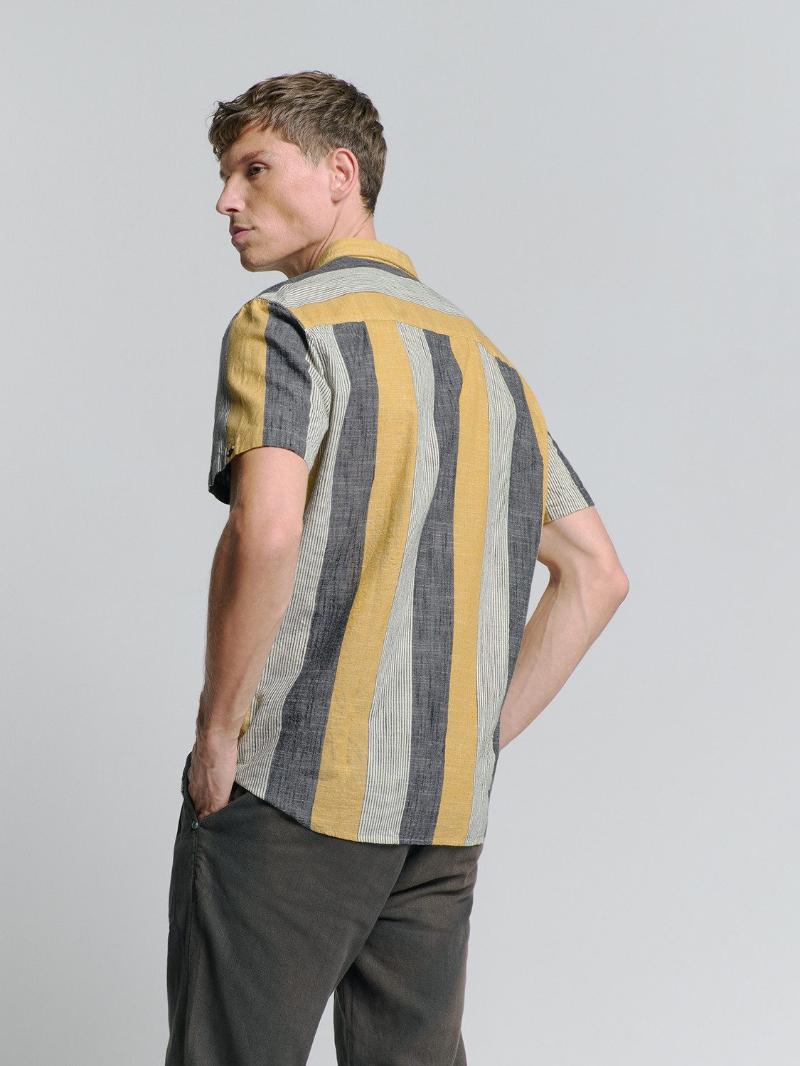 NO EXCESS Langarmhemd No Excess Gestreiftes günstig online kaufen