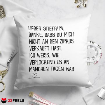 22Feels Dekokissen Stiefvater Geschenk Vatertag Geburtstag Bonus Papa Stiefpapa Männer, Deko mit Persönlichkeit