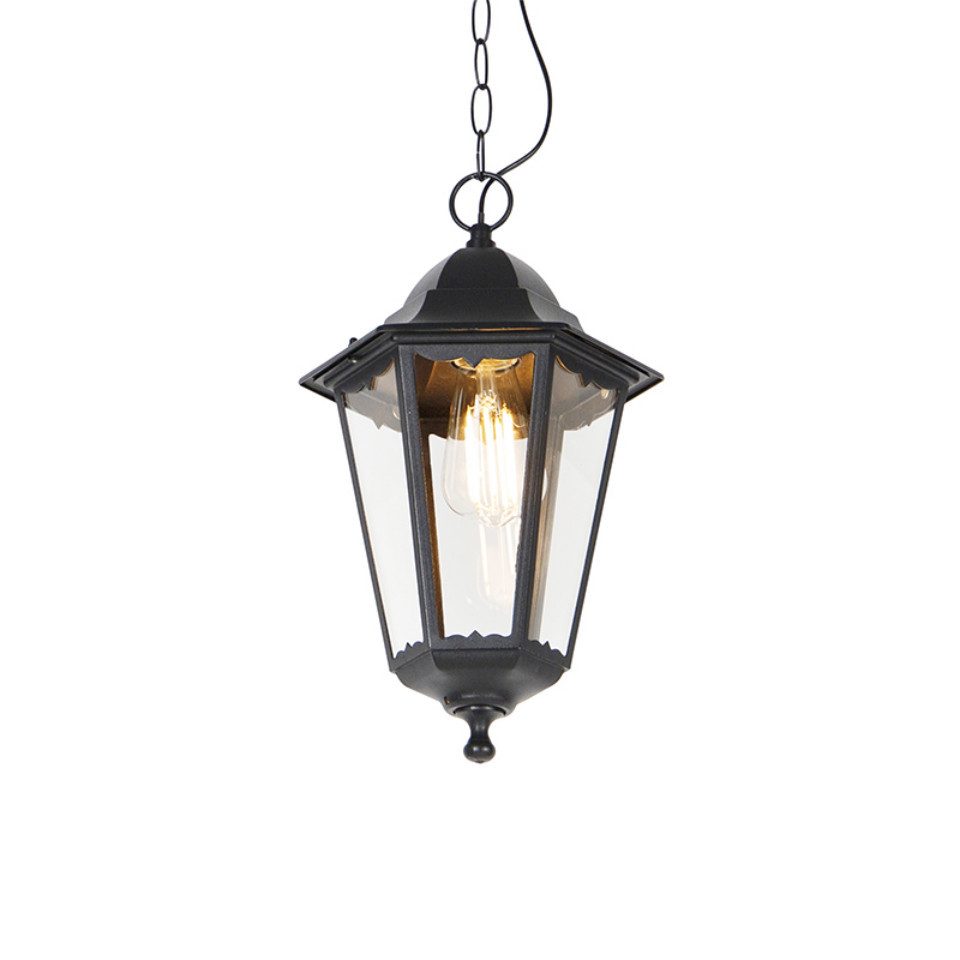 Qazqa Außen-Deckenleuchte Havana, ohne Leuchtmittel, E27, Schwarz, Klassisch / Antik, Aluminium, 1-flammig