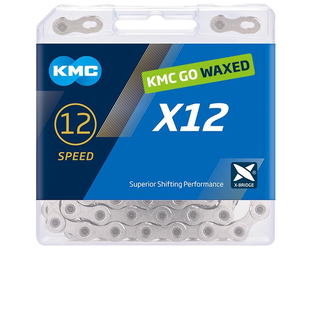 Fahrradkette KMC X12 Fahrradkette 12-fach, 126 Glieder, gewachst, silber - präzises