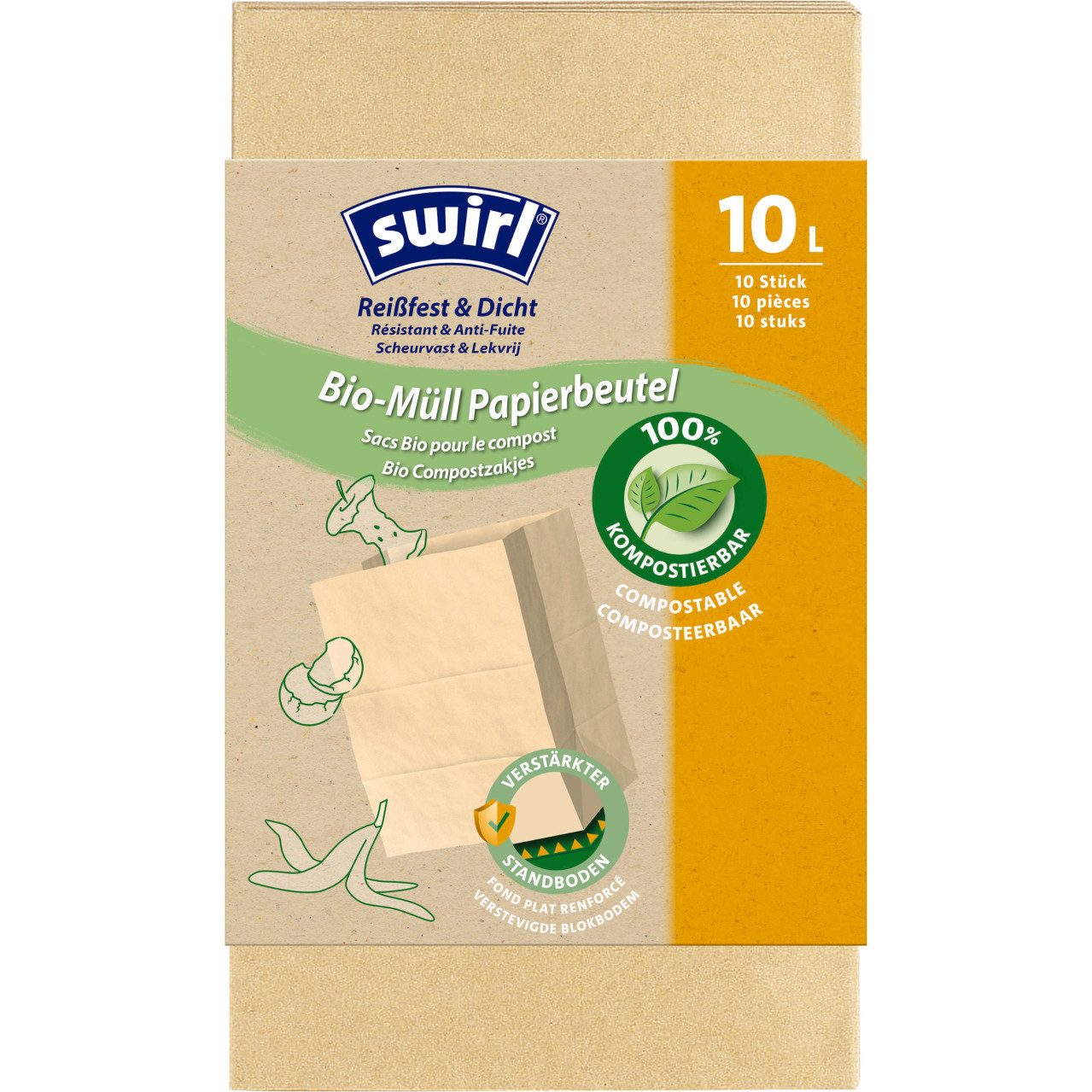 Müllbeutel Swirl Bio-Müll-Papierbeutel 10 L, 10 Stück