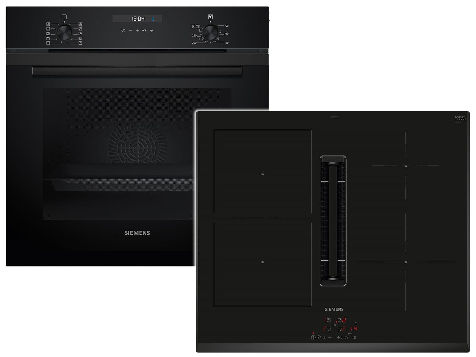 SIEMENS Backofen-Set, mit Teleskopauszug nachrüstbar, Reinigung mit Wasser / Dampf, Powerboost-Funktion, Timer