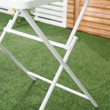 Outsunny Sitzgruppe Gartenset Garnitur für Terrasse Balkon Metall Weiß, (Set, 3-tlg., 1 Tisch+2 faltbare Stühle), 3-teiliges Bistro-Set