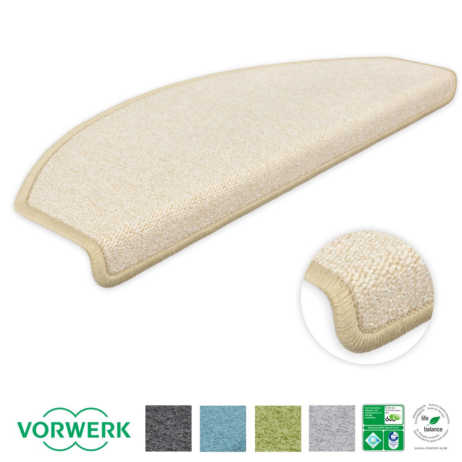 Stufenmatte Stufenmatten Vorwerk Durango Halbrund Hellbeige 15 Stück, Metzker®, halbrund, Höhe: 8 mm, 15 Stück im Set - Hellbeige