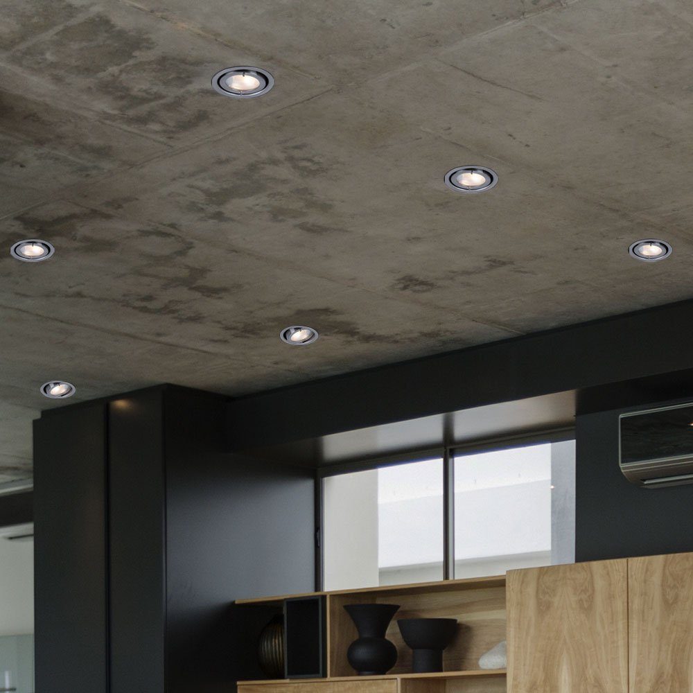 etc-shop LED Einbaustrahler, Leuchtmittel inklusive, Warmweiß, 6er Set Einbau Decken Lampen Wohn Zimmer Spot Beleuchtung ALU