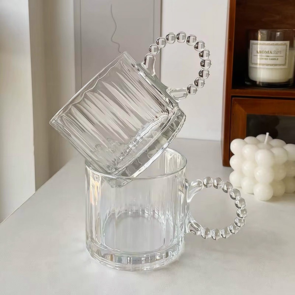 Almina Gläser-Set Pearly Gläser mit Henkel 300 ml - 6 tlg. Set, ergonomisch & dekorativ, 6-tlg. – Bild 4 von 5