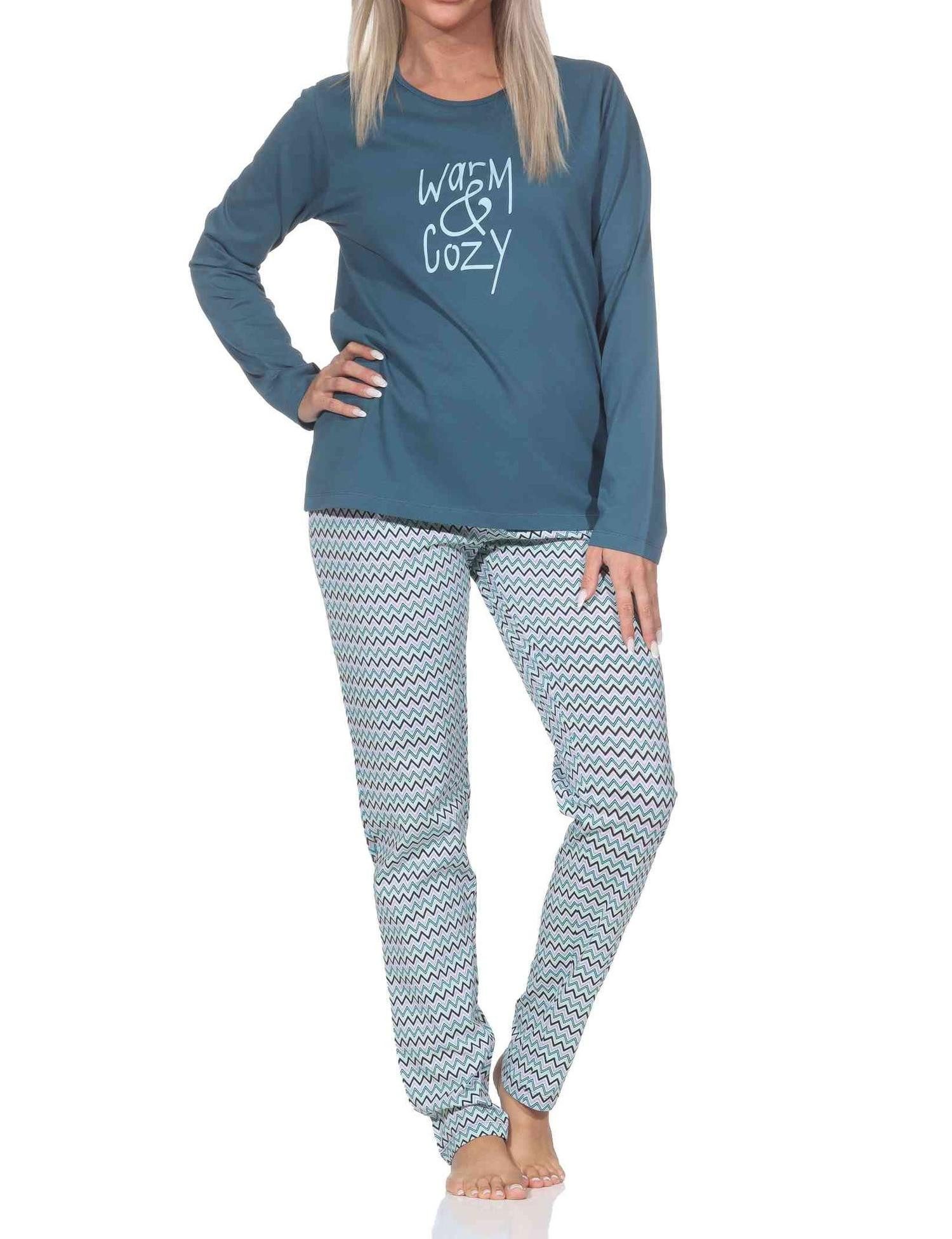 Pyjama Normann Damen langarm Schlafanzug Pyjama im Ethnolook
