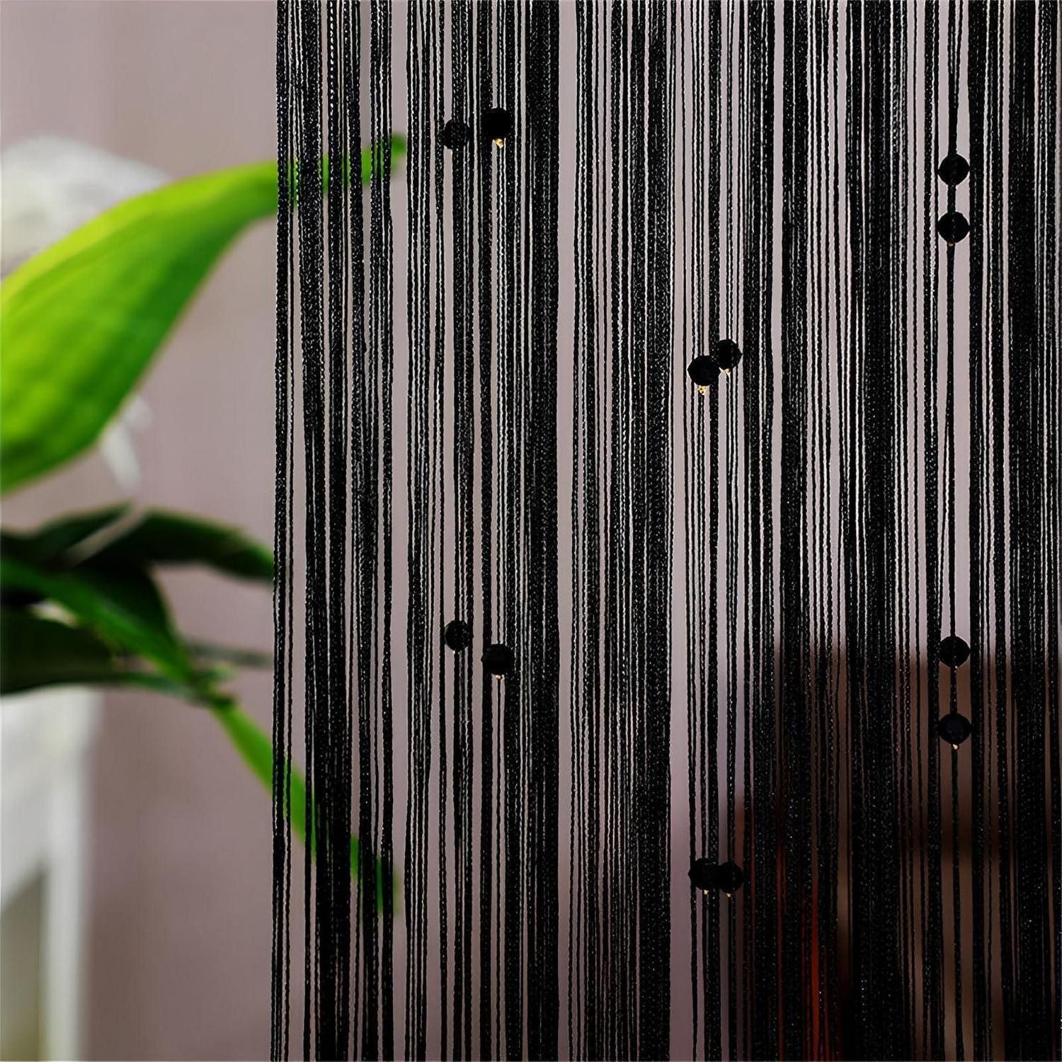 LuxusKollektion Fadenvorhang Fadenvorhang Funkelnd 100x200cm Schwarz (1 St)
