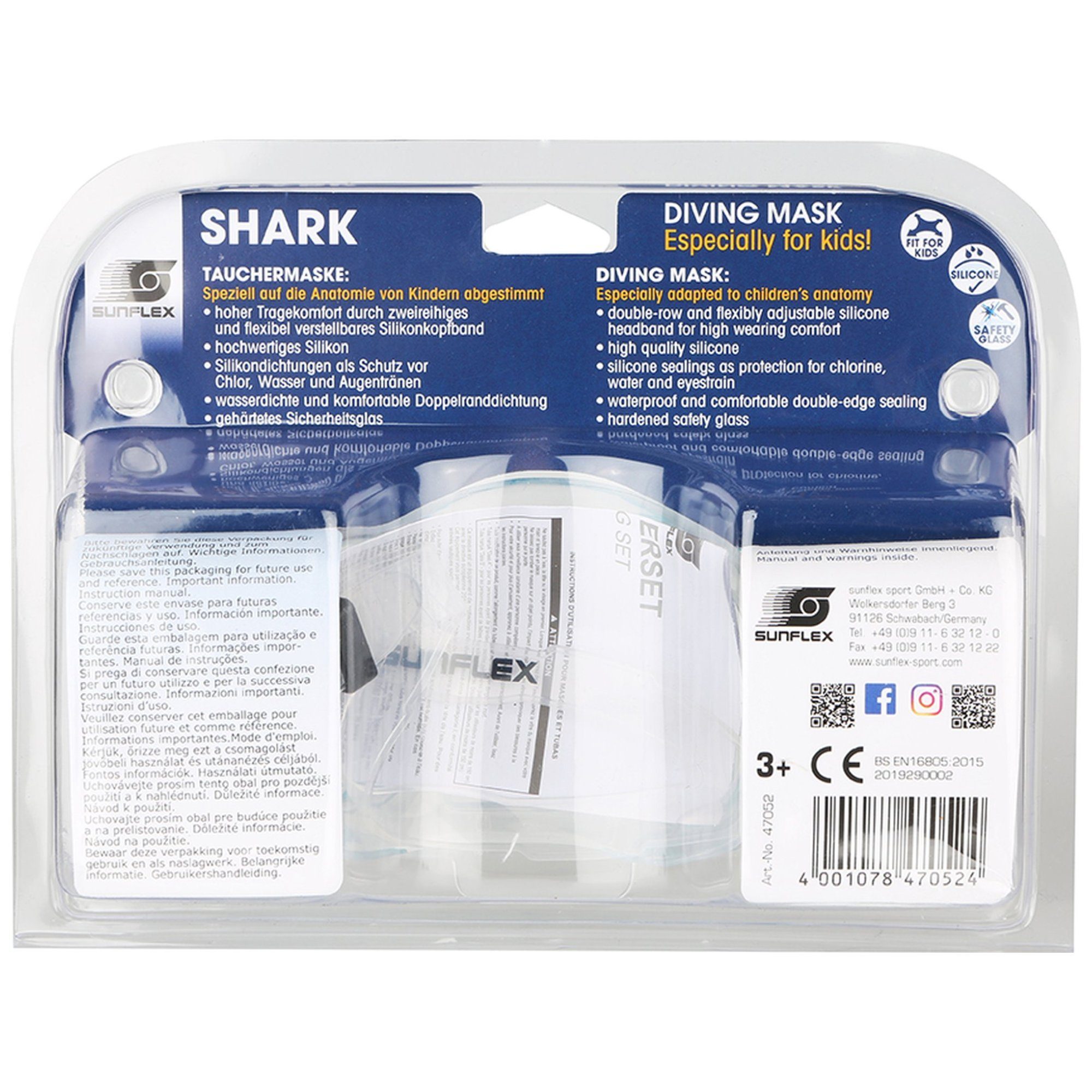 Shark, Schwimmbrille sunflex Tauchermaske (1-St) Sunflex