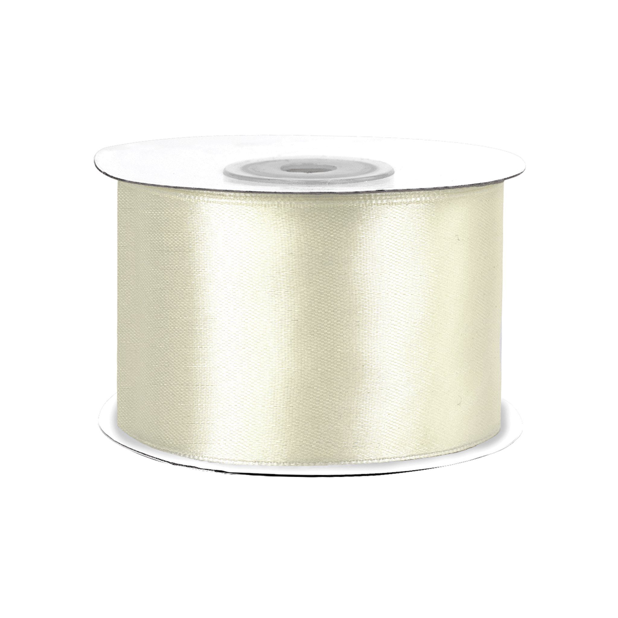 Creativery Satinband, Satinband 50mm x 25m Rolle Creme