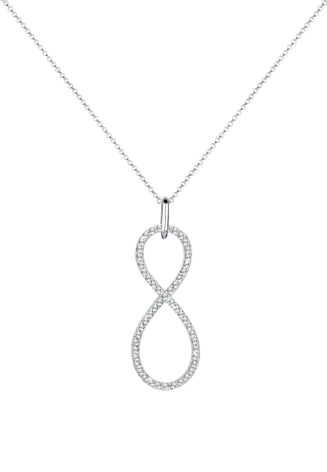 Infinity Anhänger Premium Silber Endless Kristalle Elli Kette mit 925