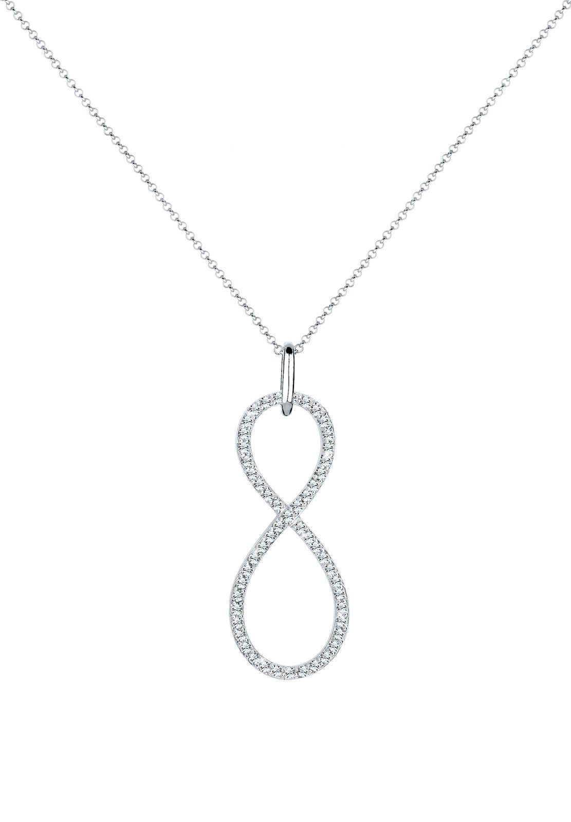 Elli Premium Kette mit Anhänger Infinity Weiß 925 Sterling Silber, mit Kris günstig online kaufen