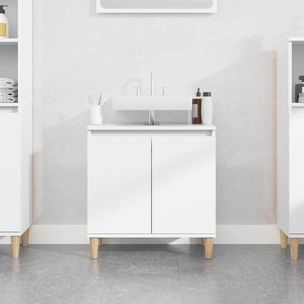 vidaXL Badezimmerspiegelschrank Waschbeckenunterschrank Weiß 58x33x60 cm Holzwerkstoff (1-St) | Spiegelschränke